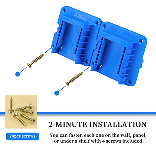 Battery Mount Holder Compatible for Kobalt 24V Max Batteries, Wall Mounts Hanger Fit for KB624-03 KB524-03 KB424-03 KB224-03, Organize Garage/Workshop/Work Truck(6 Pack, w/24 Screws, No Battery)