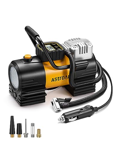 AstroAI Tire Inflator Portable Air Compressor 150 PSI 12V DC Tire Pump with Digital Gauge Auto Shut-Off Fast Inflation, Ultra-Bright 12 LED Emergency Light for Car, Motorcycle, Bike, Ball, Inflatables