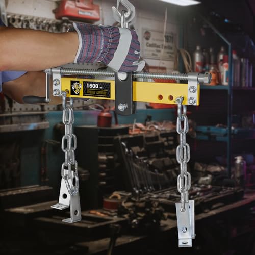 YELLOW JACKET Engine Hoist Shop Crane Engine Leveler 1500lbs Steel with Ball Bearing and Adjustable Handle