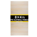 HUZJIEHUI 4'H x 4'W PVC Slatwall Panels Garage Wall Storage System, White Slat Wall Paneling Garage Organizers (Wood Grain, 8x4)