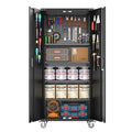 PeacefulHues Metal Garage Storage Cabinet with Doors and Wheels, 72" High Lockable Storage Cabinet with 4 Adjustable Shelves and Pegboard, for Garage Workshop Home Office