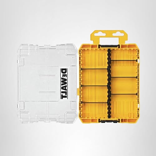 DEWALT Tool Box, Medium 8-Compartments Small Parts Organizer, Portable Tough Case Screw Organizer Toolbox with Customazible Dividers (DWAN2190)