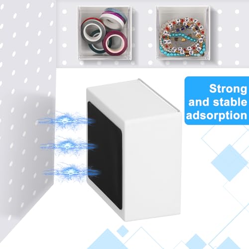 Soaoo 4 Pcs Small Pegboard Bins Magnetic Pegboard Containers clear Square Plastic Bins with Lids for Garage Workbench Workshop Room Organizing Craft Tool Hardware Small Parts Storage Accessories
