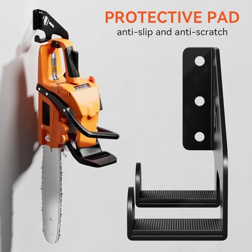 XZHXFX Chainsaw Hanger Wall Mount - Heavy Duty Chainsaw Holder for Garage Organization, Storage Shed Organizer, Chainsaw Rack with Protective Pad, Garage Tools, 1 Pack