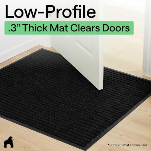 GORILLA GRIP Waterproof Traffic Guard Door Mat, 72x48 Heavy Duty Entryway Floor Mats, Strong Backing Commercial Utility Rugs, Office Hallway, Garage, Home, Low Profile Carpet Runner, Black