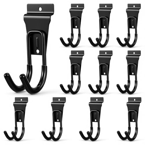 PercyEffie 10pcs Slatwall Hooks Gladiator Hooks J Garage Hook Slatwall Accessories Small Durable Metal Wall Hangers for Garden Hose Efficient Storage,Efficient Storage Heavy Duty Tool and Garage Hook