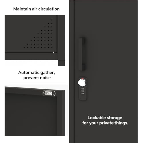 Steehoom Metal Locker Cabinet Lockable Storage Cabinet Black 4 Tier Employee Lockers for Home, School, Office, Garage, Bathroom H49.21'' (Black)