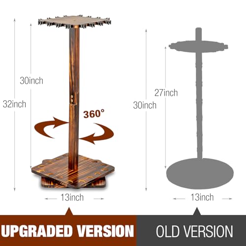 Ghosthorn Fishing Rod Holders for Garage, Fishing Gear and Equipment Tackle Storage Cart Pole Rod Rack, Hold up to 16 Rods, 360 Degree Rotating, Wood