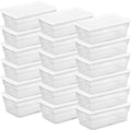 Sterilite 6 Quart Clear Storage Bins with Lids, 18-Pack Plastic Storage Containers, Clear Stackable Storage Bins Box for Closet, Garage, Classroom, Home Organization and Storage, Cloth Included