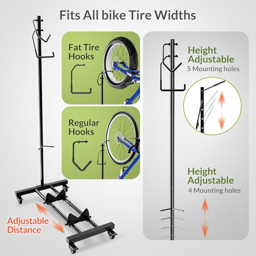 Sttoraboks Vertical Bike Parking Stand - Adjustable Height for 29"Wheels, Space-Saving & Freestanding Bike Rack for MTB/Road Bikes,No-Drill Installation Indoor Bike Storage for Apartments & Garages