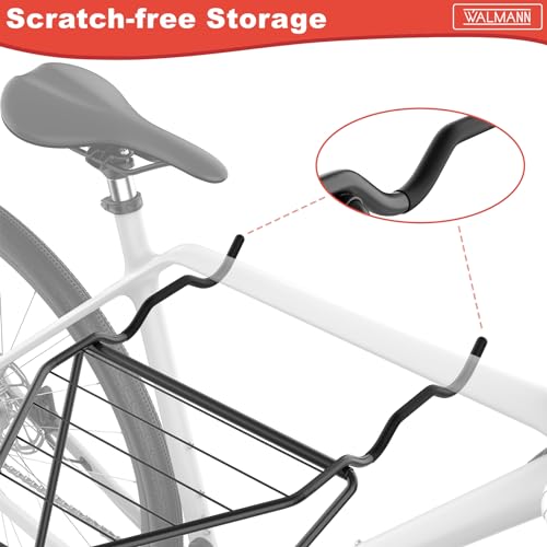 WALMANN Wall Mounted Horizontal Bike Rack, Foldable Space Saving Bicycle Storage Solution for 2 Bikes, Indoor Bike Storage for Garage