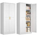 Polup White Kitchen Pantry Cabinet, 71 Inch Tall Metal Storage Cabinet with Doors and Shelves, Pantry Cabinets for Kitchen Storage, Freestanding Cupboard for Living, Dining Room, Assemble Required