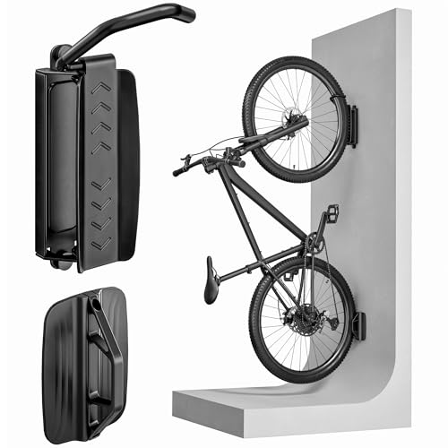 PEGZONE Bike Rack Garage, Heavy Duty Swivel Bike Wall Mount, Holds 77 Lbs, Bike Hangers for Garage, Adjustable Indoor Bike Storage for Bedroom Home Office, 1 Pack