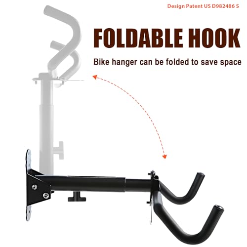 Gootus Bike Wall Mount Hanger - Horizontal Bicycle Indoor Storage Rack | Cycling Wall Mounted Holder Hook - Hang Your Road, Mountain or Hybrid Bikes in Garage or Home