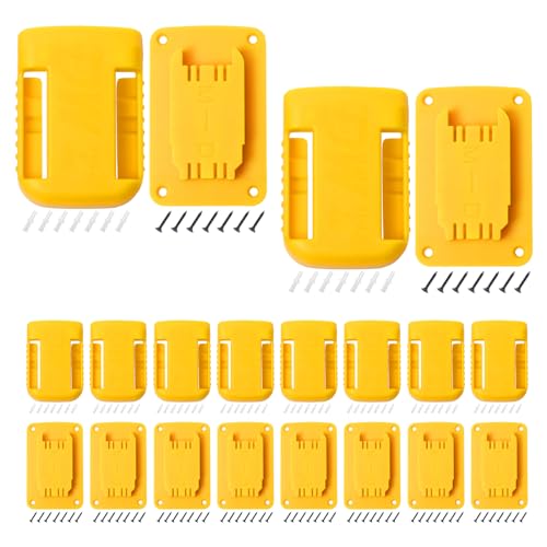 20pas Tool Holders and Battery Holder for Dewalt 20v Wall Mount Hanger Battery Drill Tool Storage Shelf for Milwaukee M18(Yellow)