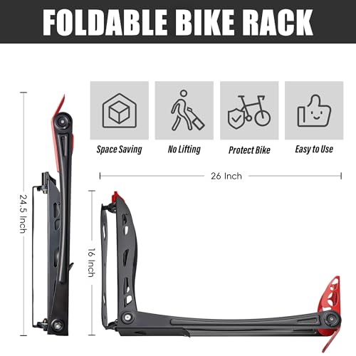 Wallmaster BIKEPAL Swivel Bike Rack, Wall Mounted Vertical Bike Storage Hanger, Space Saving for Home and Garage, 4 Pack