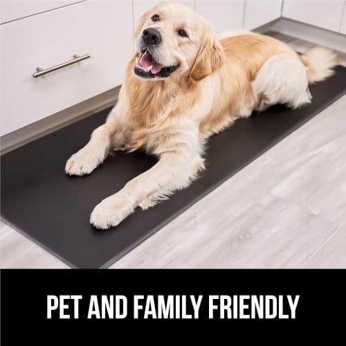 GORILLA GRIP Comfortable Cushioned Kitchen Mats for Floor, 1/2 Inch Thick Ergonomic Standing Desk Anti Fatigue Mat, Waterproof and Stain Resistant Pebbled Top, Padded Foam Rug, 17x24 + 17x48, Black