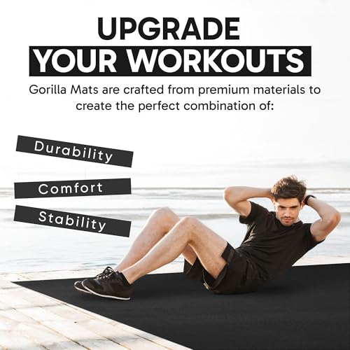 Gorilla Mats Large Exercise Mat – 6' x 4' x 1/4" – Ultra Durable Thick Workout Mat for Home Gym Flooring – Non-Slip, Flat, Fitness, Yoga & Weight Lifting Floor Mat – Shoe Friendly