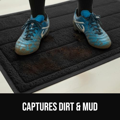 GORILLA GRIP Dirt Grabber Indoor Outdoor Door Mat, 35x23, Durable Mesh Weave Dirt Trapper Doormat for Outside Entrance, High Traffic Mud Scraper, Low Profile for Entry, Heavy Duty Welcome Mat, Black