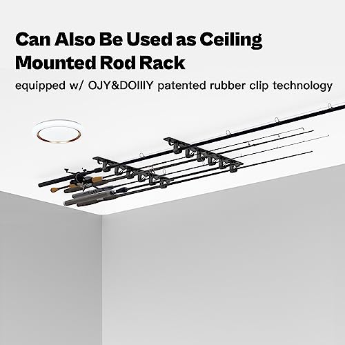 OJYDOIIIY Wall Mount Fishing Rod Holders,Horizontal/Ceiling Fishing Pole Storage Rack for Garage 2 Packs