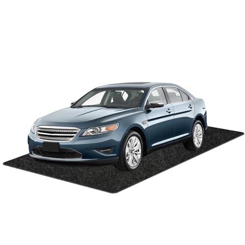 Halero Non-Slip Garage Floor Mat for Under Car, 7'4"x17' Extra Large Absorbent Oil Garage Parking Mat, Waterproof Backing, Reusable, Washable, Protects Floor from Snow, Rain and Mud for Cars