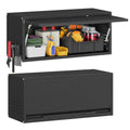 Firstsky Metal Garage Wall Cabinet with Up-Flip Door,Wall-Mounted Steel Storage Cabinet, Float Tool Cabinet with Pegboard,Upper Cabinet for Kitchen,Garage,Workshop,Warehouse(13.8" H,Black)