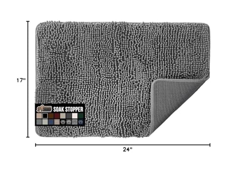 GORILLA GRIP SoakSTOPPER Door Mat, 24x17, Gray and HydroABSORB Door Mat, 29x17, Gray Bundle