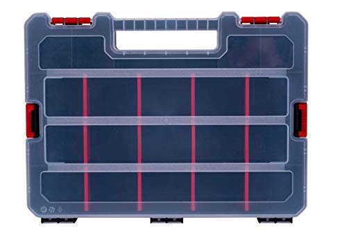 2-Pack Small Parts Organizer Box – Stackable Hardware Storage Organizer Case with 20 Compartments & Dividers – Screw, Nut, Bolt, Drill Bit Organizer for Garage, Workshop, Crafts
