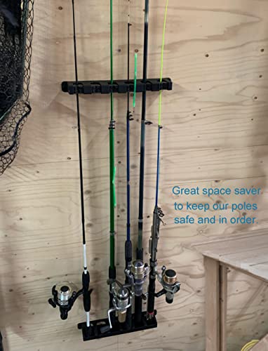 Ducurt Fishing Rod Holders Vertical Rod Rack, Fishing Pole Holders for Garage, Wall, Ceiling Rod Stand, Black (1 Pair Black)