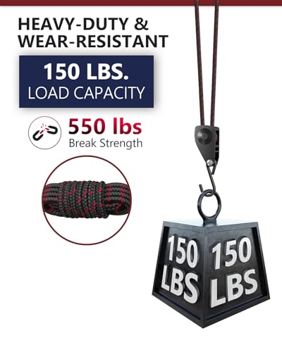 VIPARSPECTRA Ratchet Tie Down Straps, 1/4" Adjustable Rope Hangers [8 Pack, 12FT, 150 lbs/Pack], Heavy Duty Kayak Pulley System with Hooks for Garage Cargo Trucks Tents Grow Lights Various Lashing