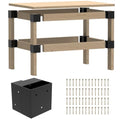 Neorexon Workbench Bracket Kit 8PCS, Heavy Duty 3-Way Brackets for Garage Workbench Legs Bracket, Metal DIY Workbench Kit for Shelving, Work Table, Fits 2x4(Actual 1.5"x3.5")Wood, Lumber Not Included