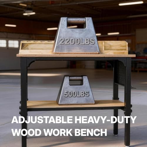 Northsky Heavy-Duty 48" Adjustable Height Workbench - 2200 LBS Capacity with Storage & Pegboard, Built-in Power Outlet, Lockable Wheels for Garage, Workshop, & Home Use
