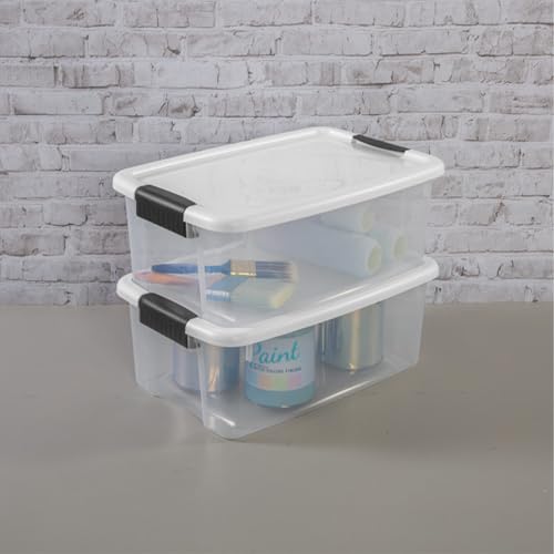 Sterilite 24-Pack Ultra Latching Box, Storage Bins with Lids, Clear Plastic, 18 Quart - Heavy-Duty Organizing Containers for Closet, Bathroom, and Office
