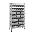 Seville Classics Heavy Duty NSF Bin Rack Solid Steel Wire Shelving Storage Unit, Patented Organizer for Garage, Warehouse, Office, Restaurant, Classroom, Kitchen, Gray, 8-Tier Includes 24 Bins