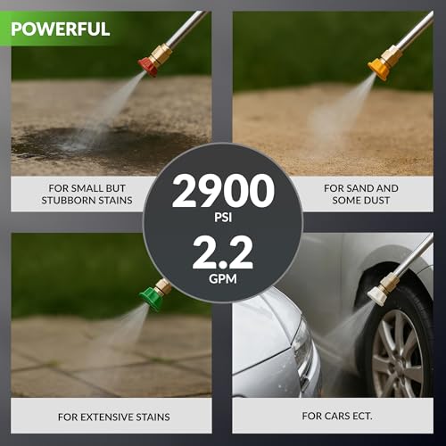 Giraffe Tools Grandfalls Retractable Pressure Washer Pro, Wall Mount Pressure Washer, Electric Power Washer, Automatic Rewind, Max 2900PSI 2.2GPM, Dark Silver Case with 100ft Pressure Hoses