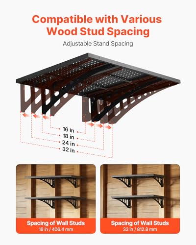 VEVOR 2-Pack Heavy Duty Garage Wall Shelving, 2 x 3 ft Steel Wall Mounted Shelving Unit, 24 x 36 Inch Per Shelf Floating Storage Metal Rack for Garage with 560 lbs Total Weight Capacity