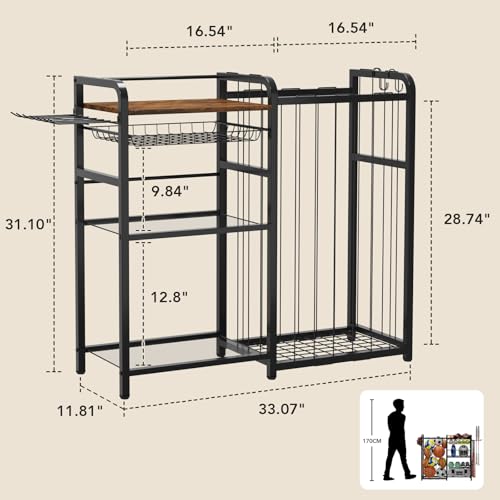 Homsorout Garage Sports Equipment Organizer, Ball Storage for Gear and Toys, Large Capacity, Sports Organizer for Garage with Hooks and Baskets, for golf, Football, Soccer Ball, Bat