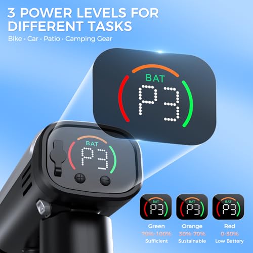 Foldable Pressure Washer Portable Battery Washer with 5-in-1 Nozzle, 3 Levels & LCD Display, Handheld Washer for Car, Bike, Patio & Camping (Black)