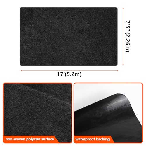 Halero Non-Slip Garage Floor Mat for Under Car, 7'4"x17' Extra Large Absorbent Oil Garage Parking Mat, Waterproof Backing, Reusable, Washable, Protects Floor from Snow, Rain and Mud for Cars