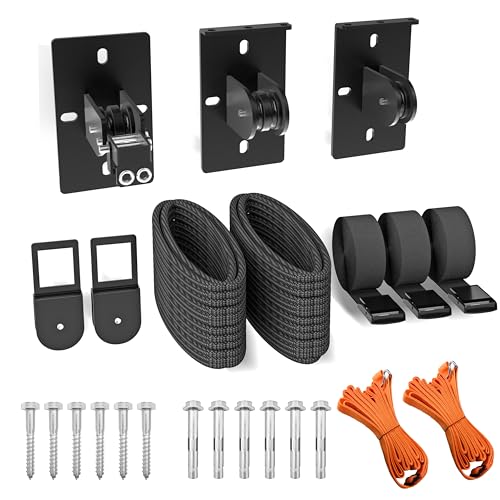 TRUSOON Upgrade Kayak Hoist for Garage Ceiling, Heavy-Duty Kayak Storage Lift Pulley System with Safety Straps, Holds Up to 150 lbs Capacity, Fit 10-18 Foot Ceilings, Black