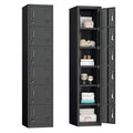 Bonusall Employees Lockers,Metal Office Storage Locker with 6 Door, Tall Steel Lockers with Keys and Lock for School, Gym, Home, Garage,Black