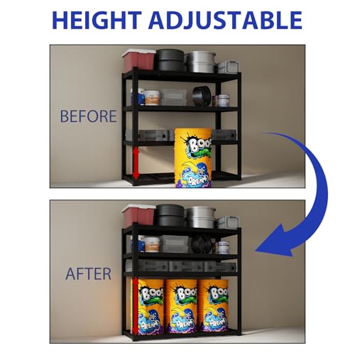 YWTA 71" Wx71 H Industrial Shelving,8000LBS Garage Storage Shelves,4 Tier Adjustable Metal Shelving,Heavy Duty Shelving for Factory, Garage,Warehouse,Barn (1)