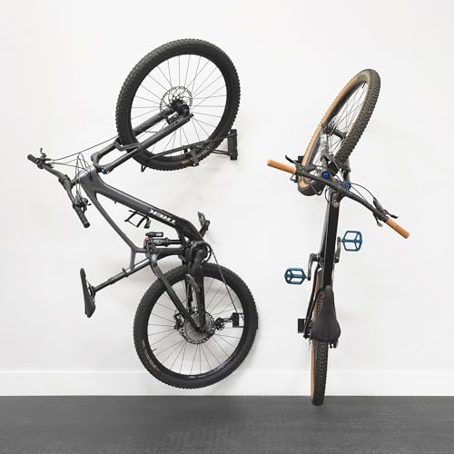 StoreYourBoard SwivelStow Bike Rack Garage Storage Rack 4 Pack - 4 Mountain Bike Bike Wall Mounts - Heavy Duty Bike Hanger - No-Lift Bike Rack Garage Storage Rack - Holds 70 lb Capacity