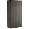 Suncast Commercial 4 Shelf Mega Tall Storage Cabinet, Lockable Garage Utility Shelving Unit, Heavy Duty Plastic Resin Organizer, Gray
