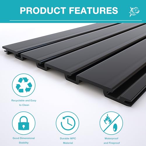 NeatiEase Slatwall Panel Wall Storage Systems, 4 x 8ft Slat Wall Paneling Garage Wall Organizer, Heavy Duty Wall Mounted PVC Wall Rack (Black)