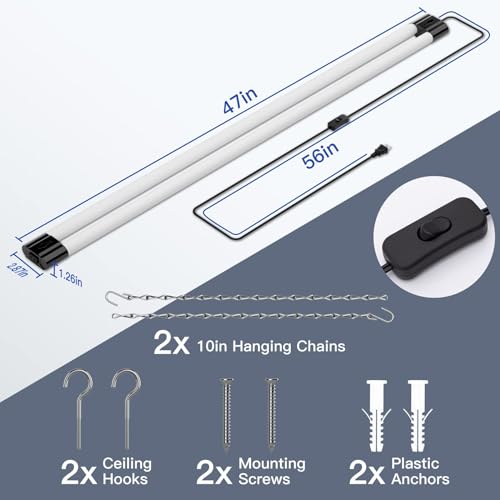 BBOUNDER 10 Pack Linkable LED Utility Shop Light, 4400 LM, 6500K Cool Daylight, 4 FT Integrated Fixture for Garage, 40W Equivalent 250W, Surface + Suspension Mount, Black