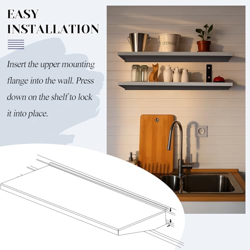 DoubleFill 1 Pack 48 x 12 Inches Heavy Duty Solid Shelf Steel Wall Mount Floating Shelf Holds 50 Lbs for Storing Seeds, Fertilizer, Garden Tools, General Supplies (Black)