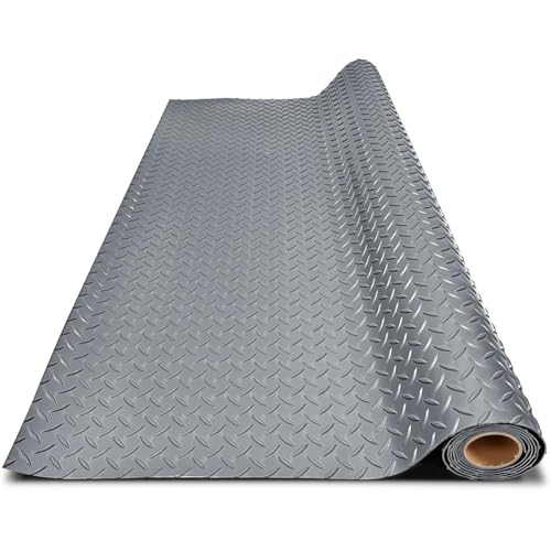 LITA Garage Floor Mat, PVC Flooring Roll Thickened Garage Mats, Heavy Duty Parking Mat Waterproof Nonslip Floor Protector for Car, Trailer, SUV, Basement, Gym (Grey) (7 Feet x 15 Feet)