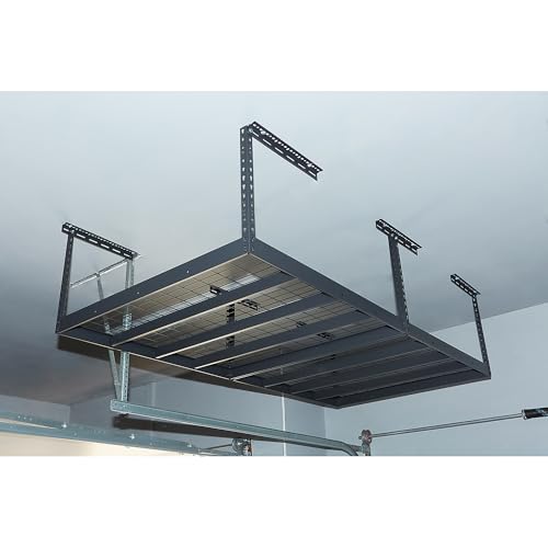 Klutch Overhead Garage Storage Rack — Adjustable Height, 96in.L x 48in.D x 23–37in.H