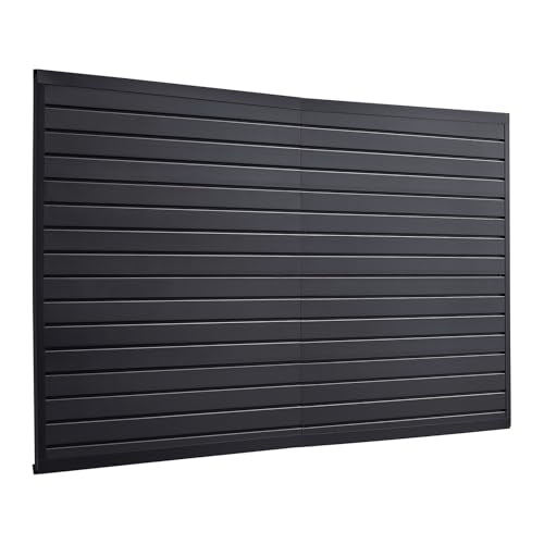 VEVOR Slat Wall Paneling, 8 x 4 ft, PVC Garage Slatwall without Accessories, Black Slat Wall Easy-to-Install Adjustable Slatwall Panel with Coupling Structure & DIY Cutting, Fits for Storage & Display